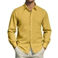 thumbnail image 6 of GrmtClth Mens Button Down Shirt Long Sleeve Regular Fit Dress Shirt Classic Stretch Solid Formal Shirt Yellow XXL, 6 of 7