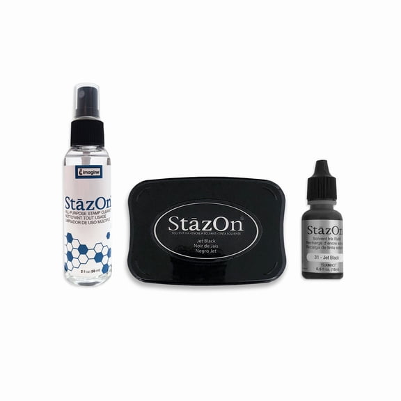StazOn Jet Black Pad and Inker with Cleaner