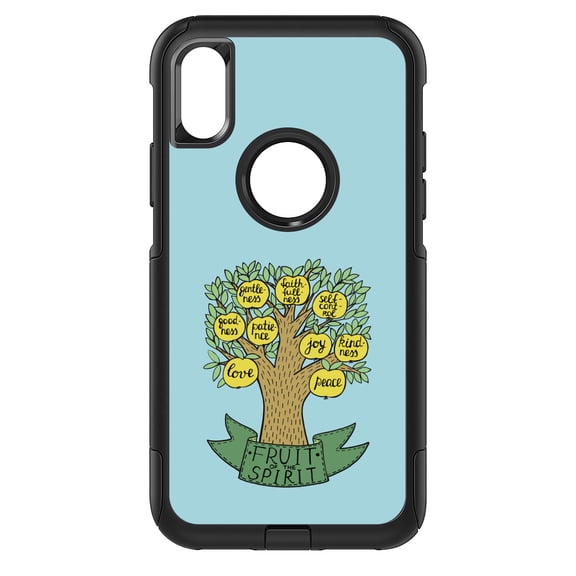 DistinctInk Custom SKIN / DECAL compatible with OtterBox Commuter for iPhone XS MAX (6.5" Screen) - Fruit of the Spirith - Tree - Yellow Teal