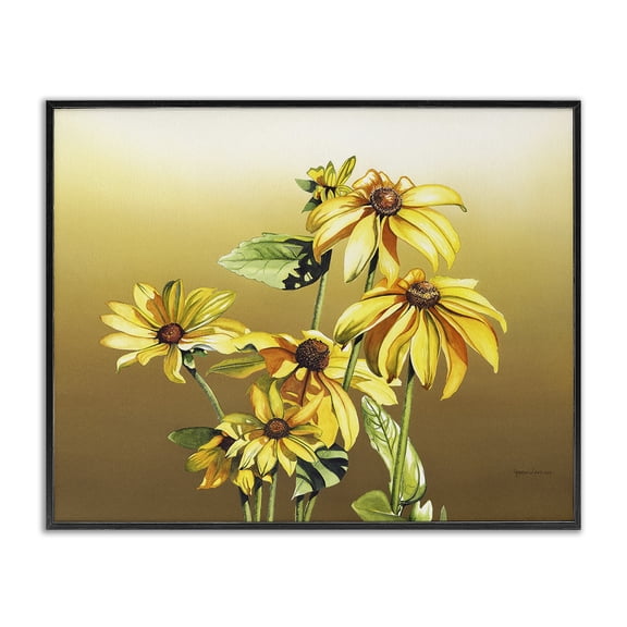 Stupell Industries Transitional Drooping Daisy Petals Black Framed Giclee Art, 14 x 11, by Christine Reichow