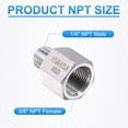 thumbnail image 2 of Adaptador de conexión de tubería de acero inoxidable 304 Uxcell, reductor de 3/8" NPT hembra a 1/4" NPT macho, 2 of 6