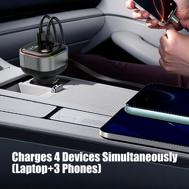 CEORPER Fast Charging Adapter USB C Car Charger Including Retractable Cable Safety