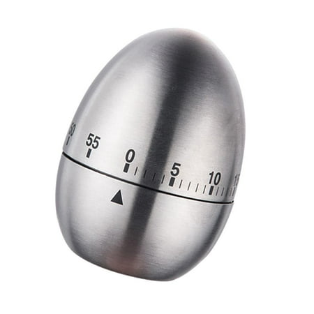 

Egg Shaped Kitchen Timer Timing Loud Timers Kitchen Baking Cooking Steaming Manual Timer Mechanical Timer (Stainless Steel)