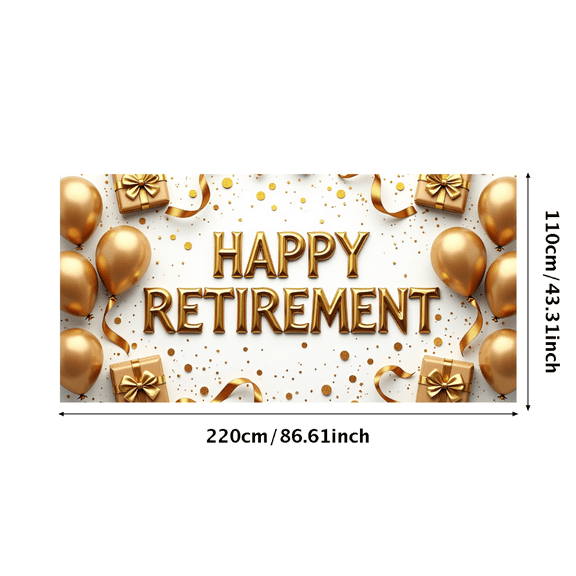LUUFILx Happy Retirement Banner Gold Balloons and Gifts for Party Decorations Backdrop Event Supplies Celebration Photography Props