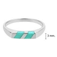 thumbnail image 2 of AeraVida Casual Modern Slanted Bar Green Turquoise Inlaid Sterling Silver Ring-7, 2 of 5