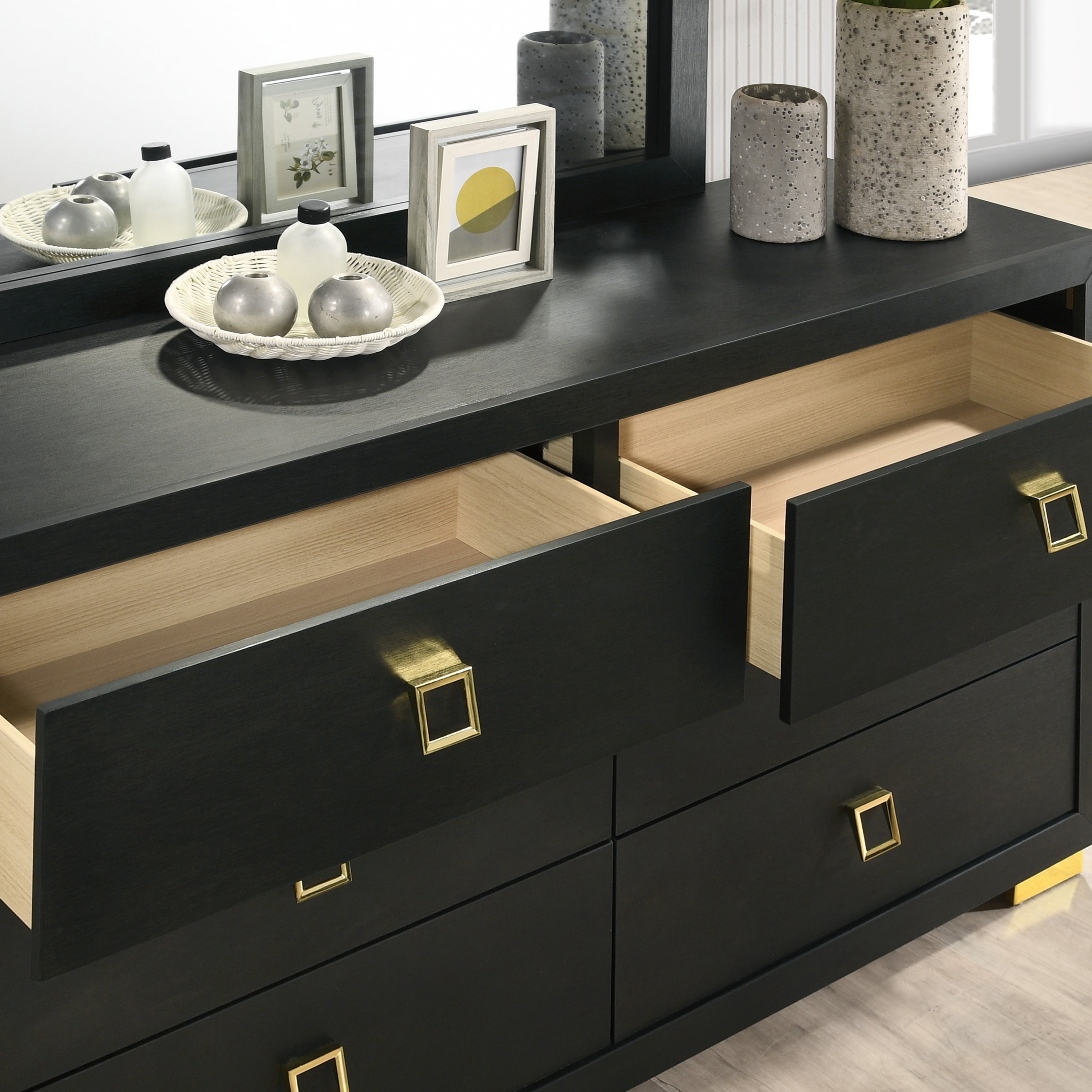 Furniture of America Winit Adult Modern 6-Drawer Dresser, Black