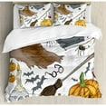 thumbnail image 3 of Ambesonne Halloween Magic Spells Witch Craft Objects Doodle Style Grunge Design Candle Skull Duvet Cover Set, 3 of 3