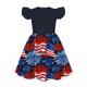 thumbnail image 5 of Odeerbi Vestido de Impresión de Fuegos Artificiales Del Día de La Independencia de Las Niñas de Verano Ruffle Cap Manga Cuello Redondo Vestido de Sol Patriótico, 5 of 5