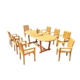 thumbnail image 4 of Grade-A Teak Dining Set: 8 Seater 9 Pc: 94" Mas Oval Trestle Leg Table And 8 Lua Stacking Arm Chairs Outdoor Patio WholesaleTeak #51LU2309, 4 of 6