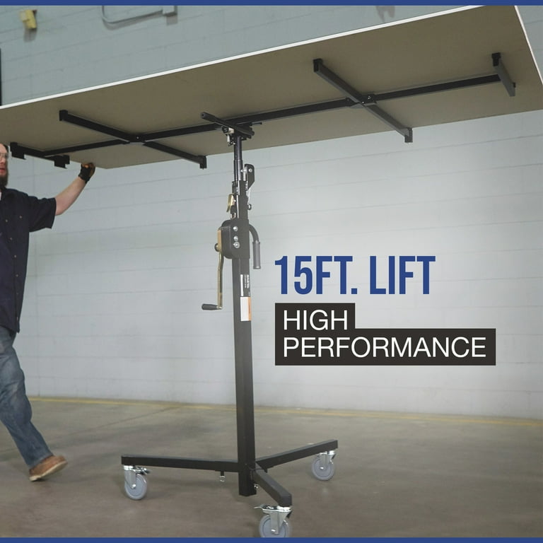 sakurapoint68 スライドフロア 黒レール黒フェルト引手ポール Strongway Drywall Hoist, 15ft. Lift, 150-Lb. Capacity, 360