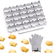 Gold Fish Cracker Cutter Set With 25 Fish Shaped Molds And Gloves For Baking