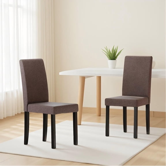 Resenkos Set of 2 Mid-Century Modern Parson Chairs with Fabric Upholstery, Brown