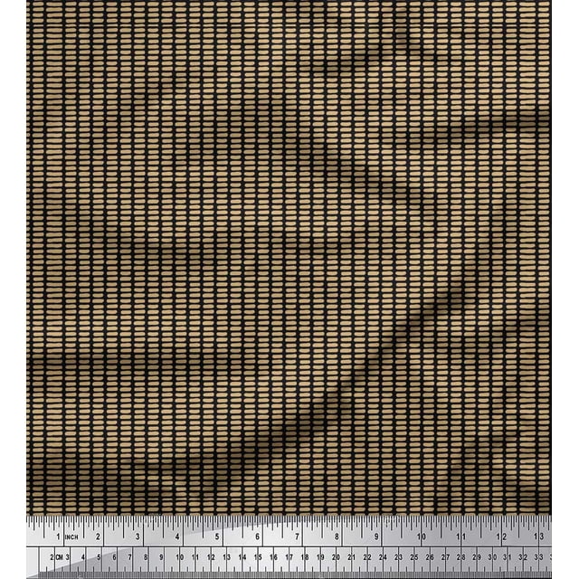 Soimoi Black Poly Georgette Fabric Brush Stroke Abstract Print Fabric by Yard 42 Inch Wide
