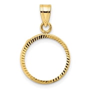 Finest Gold Wideband Distinguished Coin Jewelry 14K Polished & Diamond-cut 14.0 mm Prong Coin Bezel Pendant