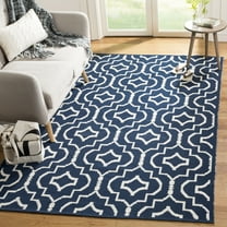 SAFAVIEH Montauk Raeyln Geometric Cotton Area Rug, Navy/Ivory, 4' x 6'