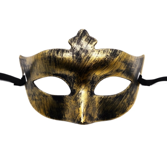Masquerade Mask Black and Gold Design for Men Venetian Style Half Face Accessory for Prom Mardi Gras Halloween and Themed Party Events