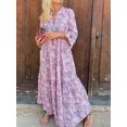 thumbnail image 3 of Women's Long Sleeve Floral Printed A-Line Maxi Dress, 3 of 8