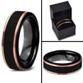 thumbnail image 3 of P. Manoukian Tungsten Wedding Band Ring 4mm for Men Women Black & 18K Rose Gold Plated Stepped Edge Polished Lifetime Guarantee Size 9.5, 3 of 4