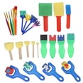 thumbnail image 1 of Kit de sellos de esponja para niños, juego de pinceles con múltiples formas, rodillo de pintura, suministros de arte artesanal, 26 Uds., 1 of 5