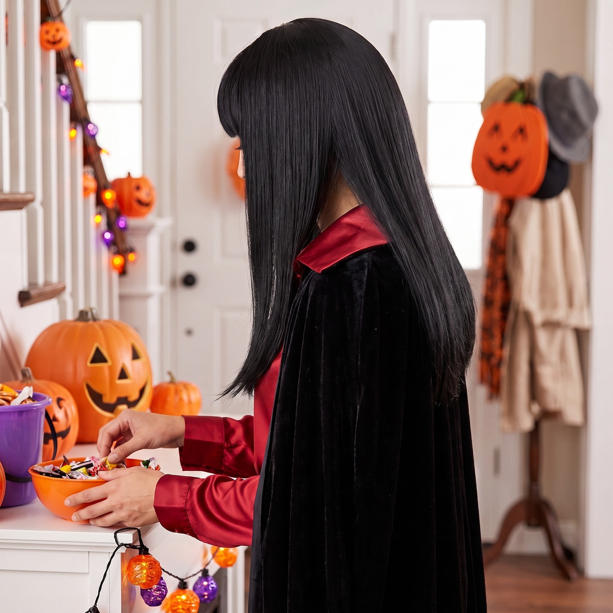 Long Bob Wig Costume Accessory for Adults, Black, Halloween by Way To Celebrate