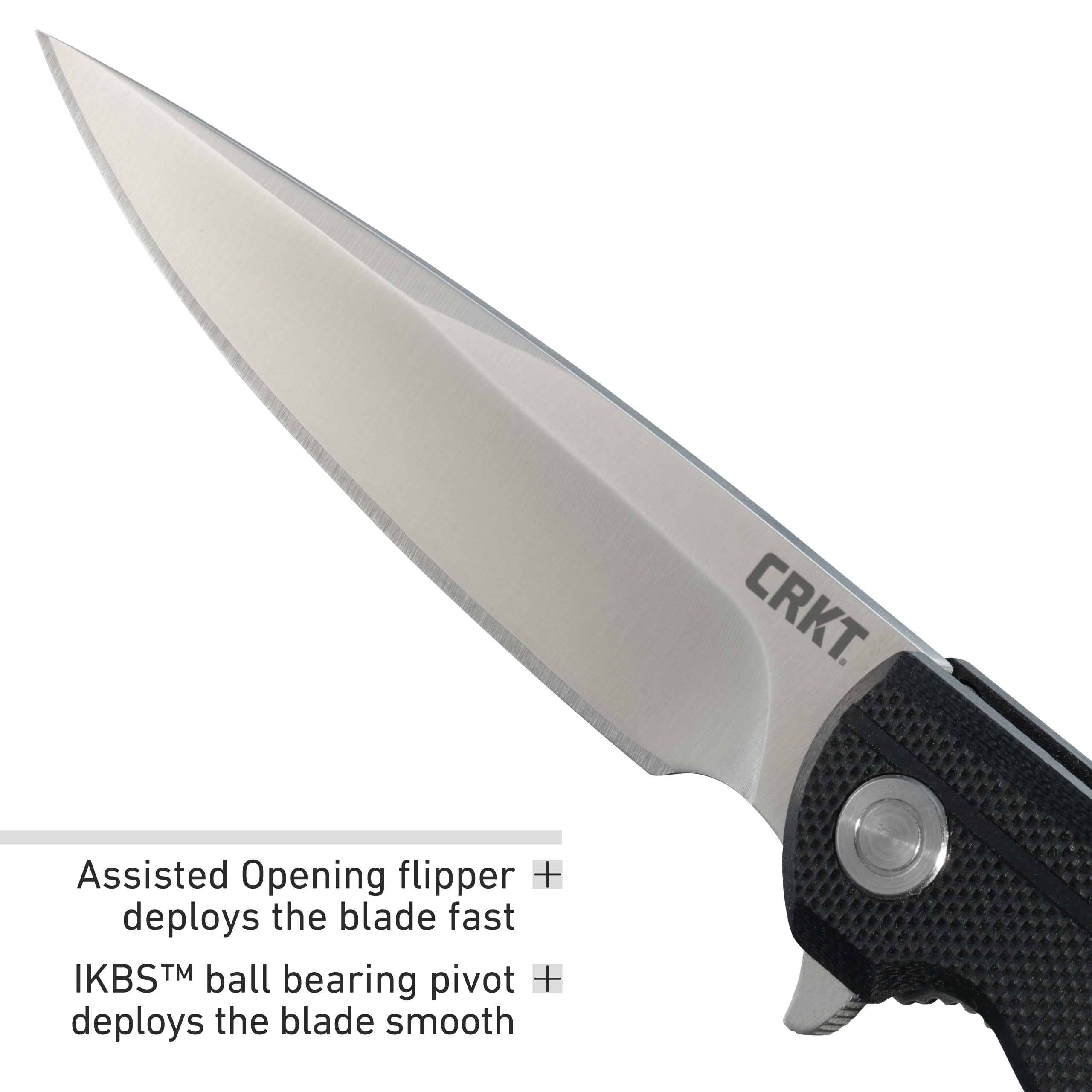 CRKT LCK + Everyday Carry Assisted Folding Knife with Liner Lock: Stainless Steel Plain Edge Blade, Glass-Reinforced Nylon Handle, Pocket Clip, 3801