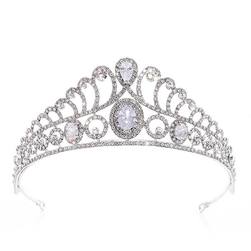 Small Princess Crown Rhinestones Round Tiara Diadem Wedding Bridal Pageant Prom 