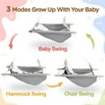 thumbnail image 2 of Baby Swing Indoor and Outdoor, Canvas Hammock Swing for Baby to Toddler with a Comfortable Seat, Macaroon Wooden Toy, Adjustable 5-Point Harness,3 Modes,Gift for Baby Boys Girls, Grey&White, 2 of 13
