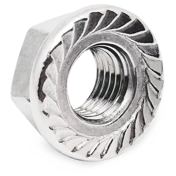 M8 x 1.0mm 304 Stainless Steel Serrated Flange Hex Lock Nuts,Non-Slip Lock Flange Nuts(10pcs)