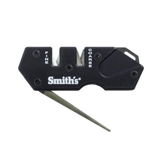 Smith’s 50113 4” Diamond Combination Sharpener - Double Sided Stone -  Outdoor Field Knife Sharpener - Fish Hook & Pointed Tools Micro Sharpener 
