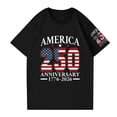 thumbnail image 5 of Women's Short Sleeve Round Neck T-Shirt with USA 250th Anniversary Flag Print, Loose Fit Casual Independence Day Top for Patriotic Celebrations Black 5XL, 5 of 5