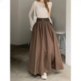 thumbnail image 4 of Falda de trabajo Maillard de cintura alta para mujer, vestido largo de corte A para otoño, falda plisada de alta gama para mujeres altas, 4 of 4