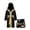 Black, variant on Sinleey Kids Boys Boxing Costume Includes Long Sleeve Open Front Metallic Trim Satin Belt Boxer Robe and Shorts Black 12