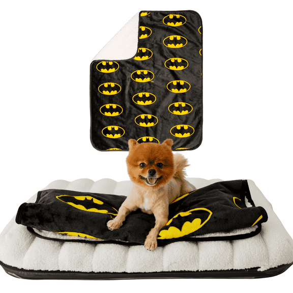 Batman Waterproof Fleece Sherpa Dog Pet Throw Blanket, 30x40 Small