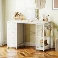 thumbnail image 3 of Casacomoda Computer Desk with Drawers & Storage Shelves, 40 Inch Corner Desk for Home Office Bedroom, Small Teen PC Desks with Fabric Drawer, White, 3 of 8
