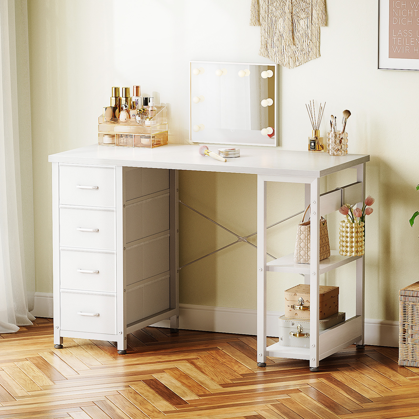 Casacomoda 40 Inch White Corner Desk With Drawers & Shelves photo 3