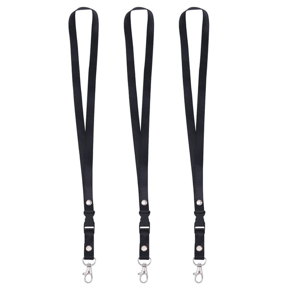 IBASETOY 3Pcs Black Neck Strap Lanyard for Badge Holder with Safety Clip Suitable for Card Hanging