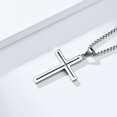 thumbnail image 4 of PAMTIER Unisex Stainless Steel Creative Hollow Openwork Cross Pendant Amulet Crucifix Necklace Simple Jewelry Smooth Surface Silver 23.6" Chain, 4 of 6