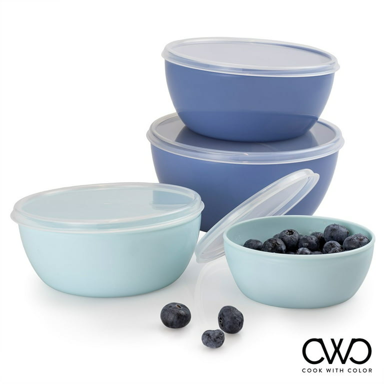 Cook With Color cOOK WITH cOLOR Prep Bowls with Lids- 8 Piece Nesting  Plastic Small Mixing Bowl Set with Lids (Blue Ombre)