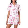 thumbnail image 1 of Conjunto de pijama Yiulangde Lindo Lazo Rosa de Seda para Mujer Y2K, 1 of 7