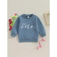 thumbnail image 2 of Infant Baby Boy Warm Sweatshirt Long Sleeve Round Neck Letter Embroidery Pullover Crewneck Shirt Tops for Winter Fall Clothes, 2 of 9