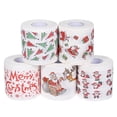 thumbnail image 1 of ULTNICE 5 rollos de papel higiénico con patrón navideño, rollos de papel tisú para cena de baño de Papá Noel, servilletas desechables, 1 of 7