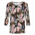 thumbnail image 4 of Xihbxyly Chemises à Manches 3/4 pour Femmes Grande Taille Mode Féminine T-shirt Imprimé Manches 3/4 Blouse Col Rond Hauts Décontractés, 4 of 4