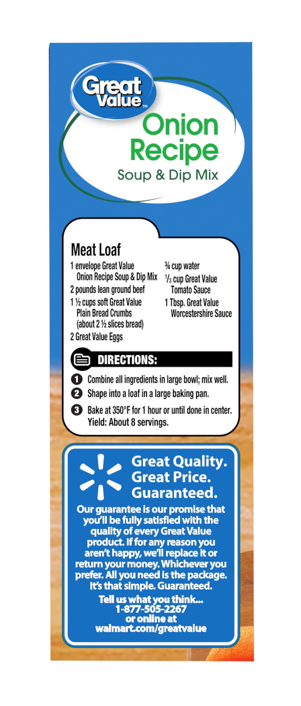 Great Value Onion Recipe Soup & Dip Mix, 2 oz, Shelf-Stable
