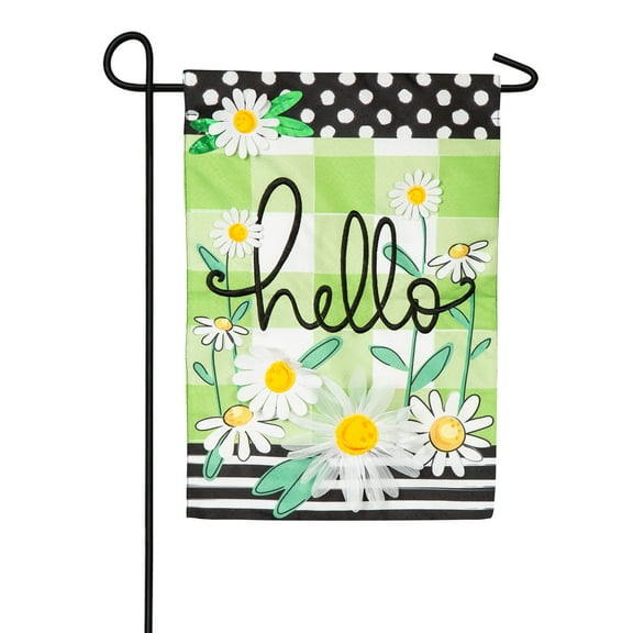 Evergreen Linen Garden Flag - Hello Daisy, 12.5 x 18 inch Double Sided
