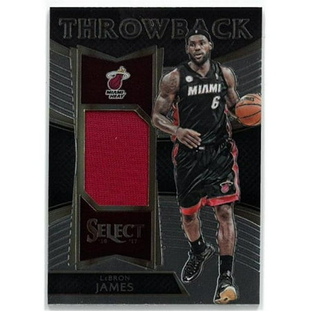 Athlon Sports CTBL-023457 LeBron James Miami Heat 2016-17 Panini Select Throwback Game Used Jersey Patch Basketball Card No. 19, Limited Edition 55 of