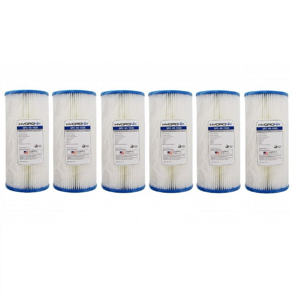 SPC-45-1030 R30-BB & RS6 Compatible Sediment Pleated Water Filter Washable Reusable 4.5 x 10 - 30 micron (6 Pack)