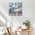thumbnail image 3 of Blue Gray Coastal Wooden Wall Clock Silent Non Ticking, Oil Painting Modern Abstract Art Square Wall Clocks Battery Operated, Decor Clock for Home Office, Living Room, Kitchen, 12 Inch, 3 of 9