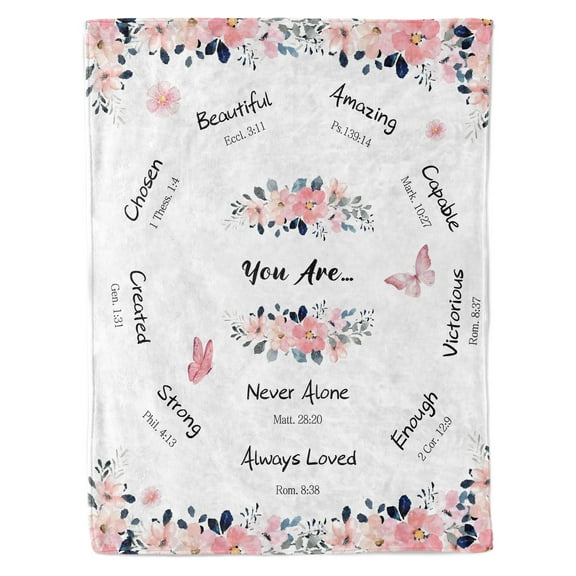 Funnil Christian Gifts for Women,Bible Gifts for Men,Scripture Throw Blanket, Prayer Spiritual Gifts Baptism Catholic Gifts on Birthday Christmas 50x60in White