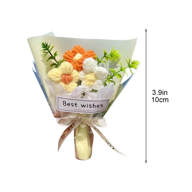 Bouquet de Fleurs, Fausses Fleurs pour Extérieur, Bouquet Tricoté à la Main pour la Saint-Valentin, Kit de Bouquet de Fleurs Fausses, Cadeaux de la Saint-Valentin, Fleurs Fausses pour Extérieur