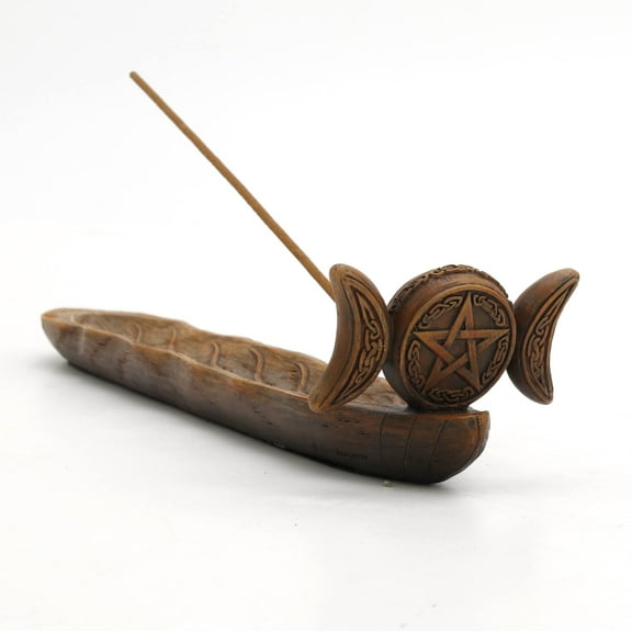 Veronese Design 9 1/4 Inch Triple Moon Goddess Sigil Pentagram Incense Holder Resin Home Decor Sculpture